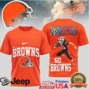 Cleveland Browns x One Piece Luffy Anime Football T Shirt