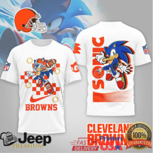 Cleveland Browns x Sonic the Hedgehog Fun NFL Mashup T Shirt Cleveland Browns x Sonic the Hedgehog Fun NFL Mashup T Shirt