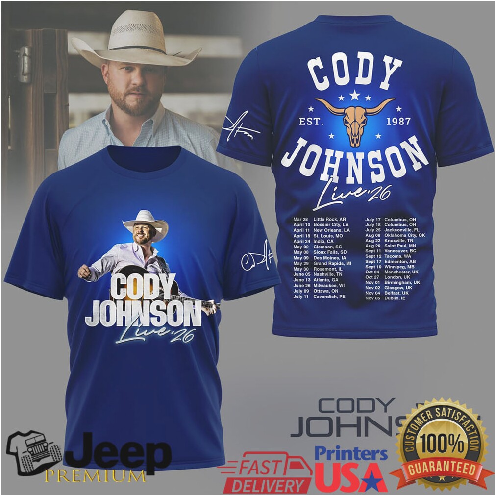 Cody Johnson Live 2024 Tour Dates Blue Country Music T Shirt Cody Johnson Live 2024 Tour Dates Blue Country Music T Shirt