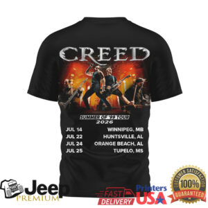 Creed Summer of ’99 Tour 2026 Black T Shirt Rock Band Concert Merch Creed Summer of ’99 Tour 2026 Black T Shirt Rock Band Concert Merch