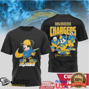 Custom Los Angeles Chargers Disney Mickey Mouse NFL T Shirt Custom Los Angeles Chargers Disney Mickey Mouse NFL T Shirt