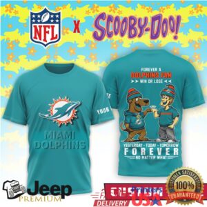 Custom Miami Dolphins Scooby Doo & Shaggy NFL Fan Teal T Shirt