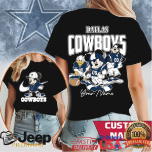 Custom Name Dallas Cowboys Mickey Mouse and Friends Football T Shirt