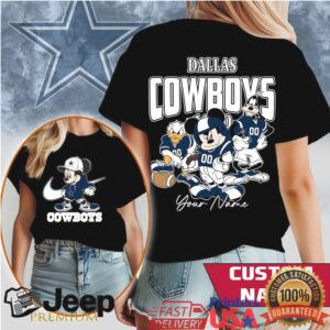 Custom Name Dallas Cowboys Mickey Mouse and Friends Football T Shirt