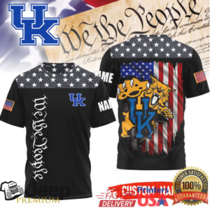 Custom Name Kentucky Wildcats Mascot We The People Patriotic USA Flag T Shirt