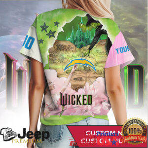 Custom Name LA Chargers Wicked Emerald City Graphic T Shirt