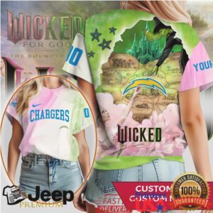 Custom Name LA Chargers Wicked Emerald City Graphic T Shirt