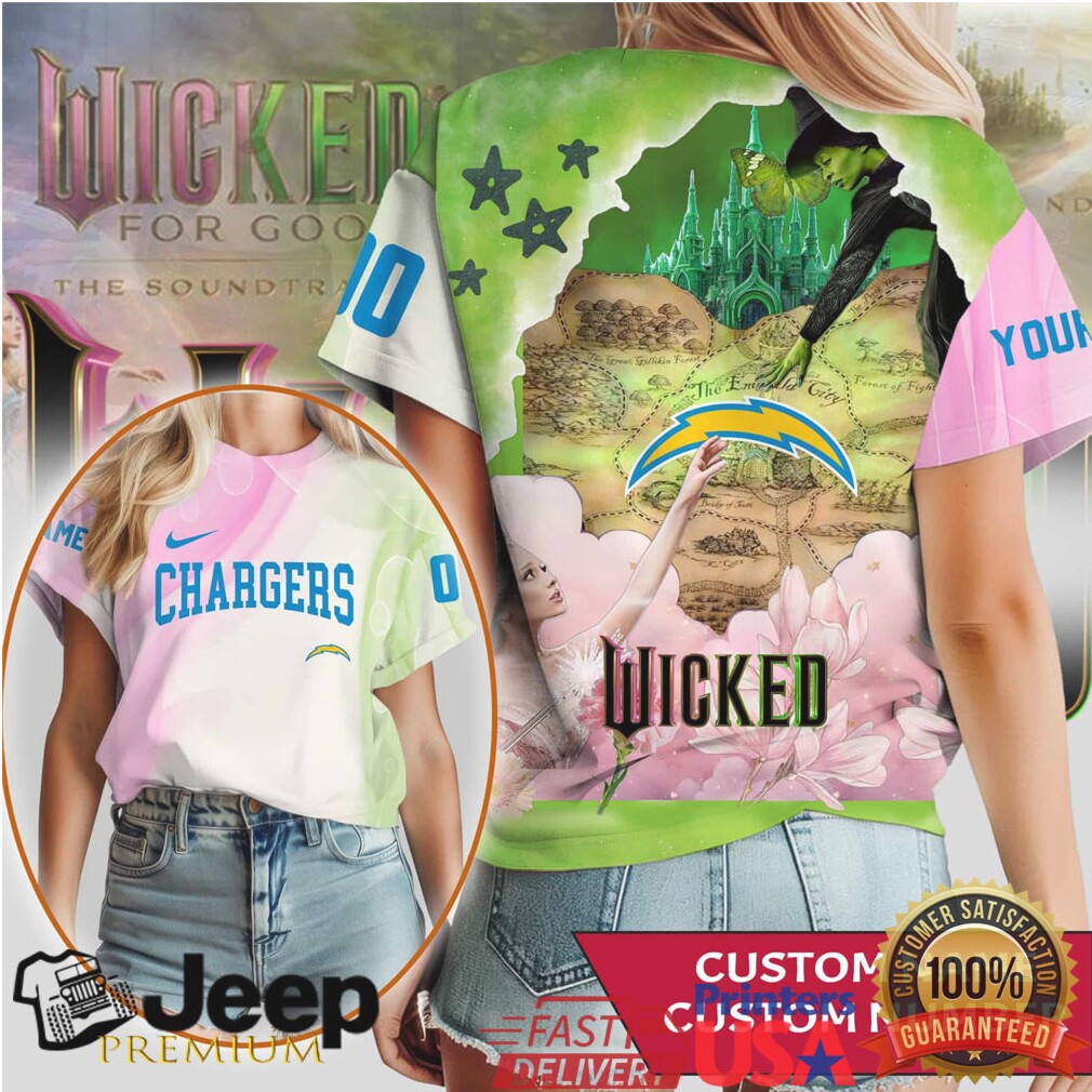 Custom Name LA Chargers Wicked Emerald City Graphic T Shirt Custom Name LA Chargers Wicked Emerald City Graphic T Shirt