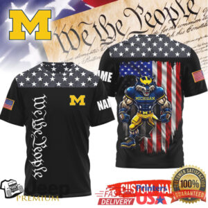 Custom Name Michigan Wolverines Mascot We The People Patriotic American T Shirt