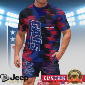 Custom Name New York Giants NFL Red & Blue Brush Stroke Fan Uniform Custom Name New York Giants NFL Red & Blue Brush Stroke Fan Uniform