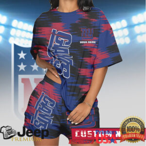 Custom Name New York Giants NFL Red & Blue Brush Stroke Fan Uniform