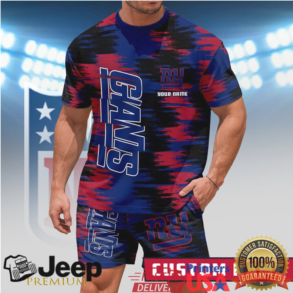 Custom Name New York Giants NFL Red & Blue Brush Stroke Fan Uniform Custom Name New York Giants NFL Red & Blue Brush Stroke Fan Uniform