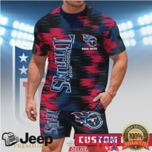Custom Tennessee Titans Navy & Red Abstract Pattern Athletic Suit