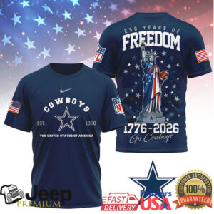 Dallas Cowboys 250 Years of Freedom 1776 2026 Patriotic Statue of Liberty T shirt Dallas Cowboys 250 Years of Freedom 1776 2026 Patriotic Statue of Liberty T shirt