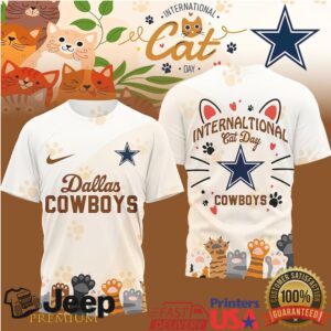 Dallas Cowboys International Cat Day Paw Print Graphic T Shirt