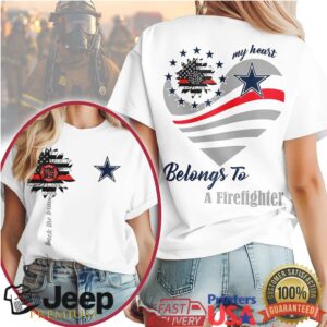 Dallas Cowboys My Heart Belongs To A Firefighter Sunflower Graphic T Shirt Dallas Cowboys My Heart Belongs To A Firefighter Sunflower Graphic T Shirt