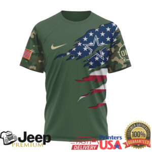 Dallas Cowboys Salute to Service T Shirt American Flag Camo Soldier Graphic