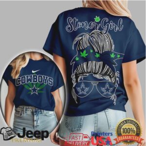 Dallas Cowboys Stoner Girl Messy Bun Cannabis Culture T Shirt
