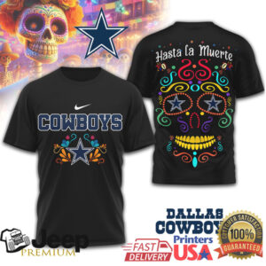Dallas Cowboys Sugar Skull Dia de los Muertos Fan Graphic Black T Shirt