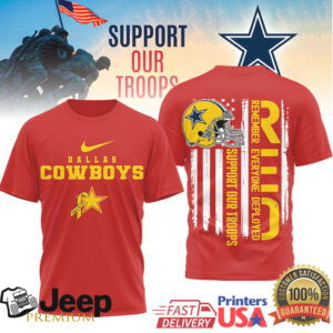 Dallas Cowboys Support Our Troops RED Remember Everyone Deployed T Shirt Dallas Cowboys Support Our Troops RED Remember Everyone Deployed T Shirt
