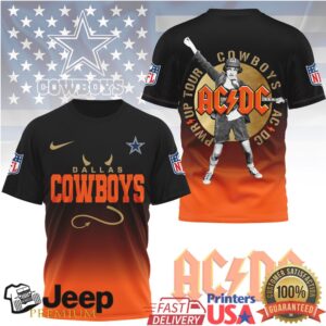 Dallas Cowboys x ACDC PWRUP Tour 3D All Over Print T Shirt