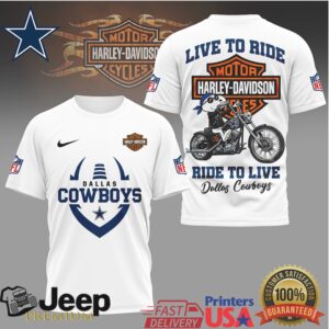 Dallas Cowboys x Harley Davidson “Live to Ride” NFL Biker Graphic T Shirt Dallas Cowboys x Harley Davidson “Live to Ride” NFL Biker Graphic T Shirt