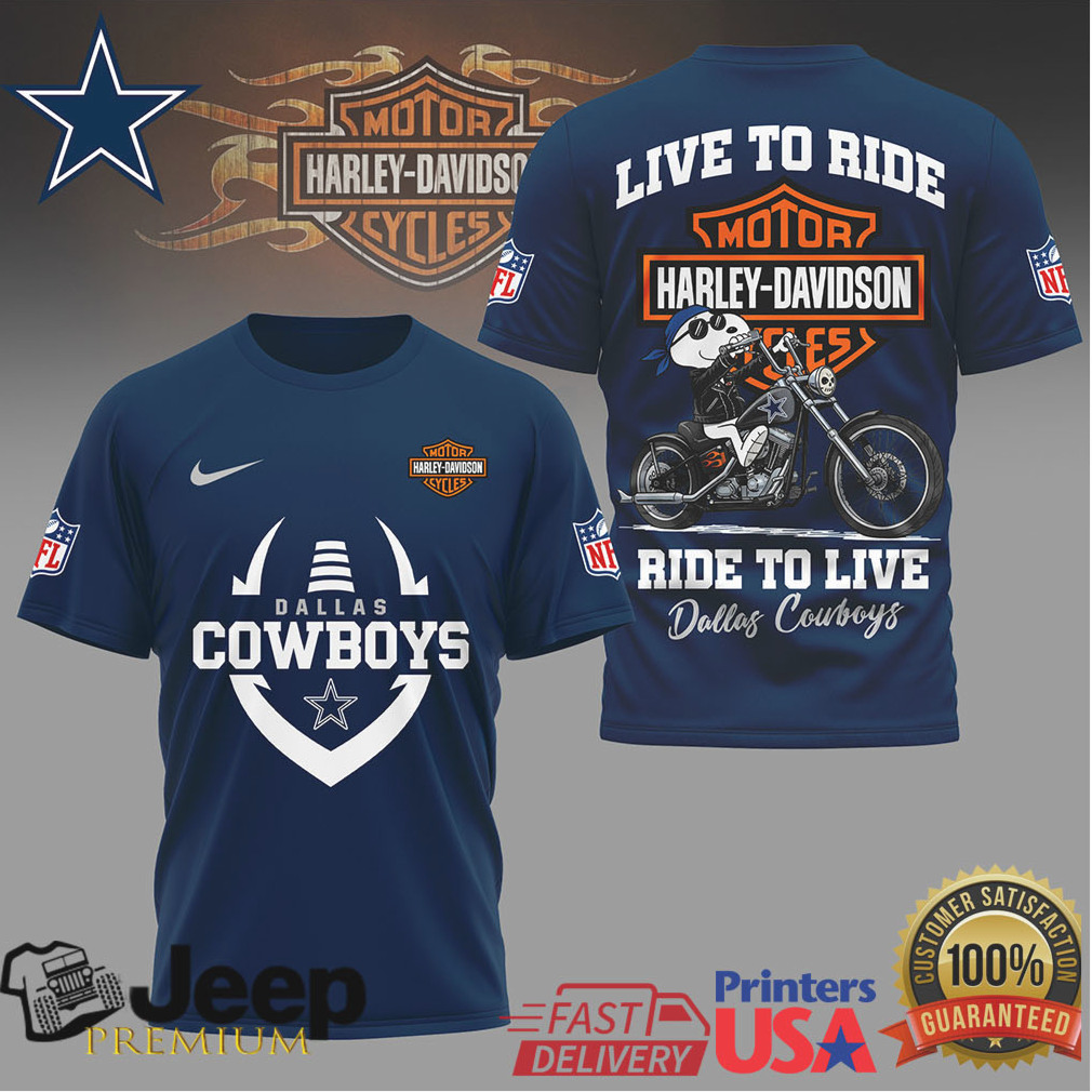 Dallas Cowboys x Harley Davidson “Live to Ride” NFL Biker Graphic T Shirt Dallas Cowboys x Harley Davidson “Live to Ride” NFL Biker Graphic T Shirt