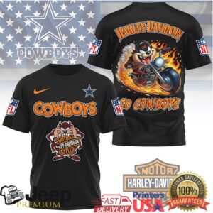 Dallas Cowboys x Harley Davidson Taz Flaming Moto T Shirt