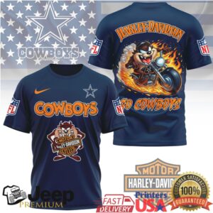 Dallas Cowboys x Harley Davidson Taz Flaming Moto T Shirt