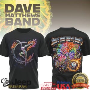 Dave Matthews Band Fire Dancer Rainbow Tree Graphic T Shirt Dave Matthews Band Fire Dancer Rainbow Tree Graphic T Shirt