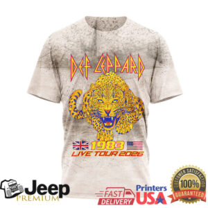 Def Leppard 1983 Live Tour 2026 Leopard Print Vintage T Shirt Def Leppard 1983 Live Tour 2026 Leopard Print Vintage T Shirt