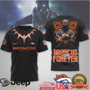Denver Broncos Black Panther Forever NFL Tribute 3D All Over Print T Shirt Denver Broncos Black Panther Forever NFL Tribute 3D All Over Print T Shirt