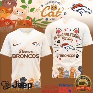 Denver Broncos International Cat Day Paw Print Graphic T Shirt