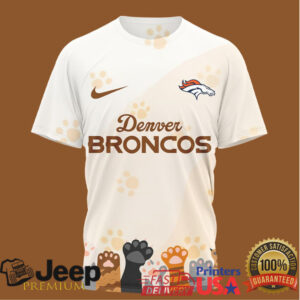 Denver Broncos International Cat Day Paw Print Graphic T Shirt