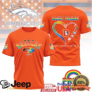 Denver Broncos LGBT Pride Month Rainbow Heart T Shirt