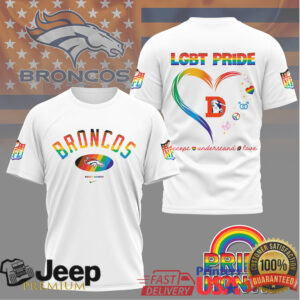 Denver Broncos LGBT Pride Month Rainbow Heart T Shirt