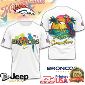 Denver Broncos NFL Summer Tropical Beach Parrot Margaritaville T Shirt