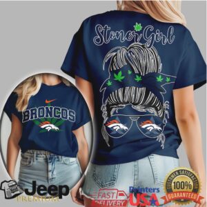 Denver Broncos Stoner Girl Messy Bun High Vibes Football T shirt