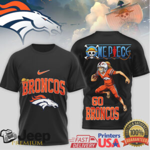 Denver Broncos x One Piece Luffy Anime Football T Shirt Denver Broncos x One Piece Luffy Anime Football T Shirt