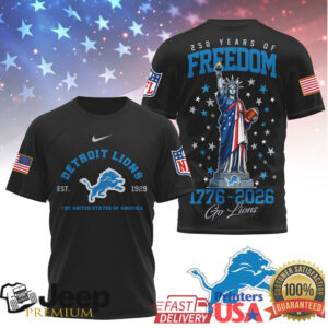 Detroit Lions 250 Years of Freedom 1776 2026 Patriotic T Shirt Detroit Lions 250 Years of Freedom 1776 2026 Patriotic T Shirt