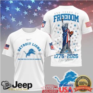 Detroit Lions 250 Years of Freedom 1776 2026 Patriotic T Shirt