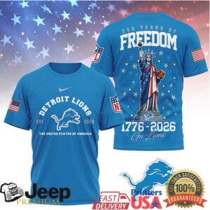 Detroit Lions 250 Years of Freedom 1776 2026 Patriotic T Shirt