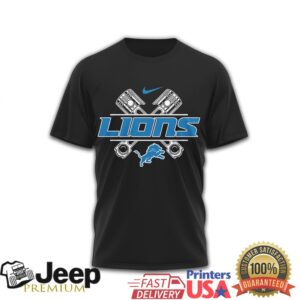 Detroit Lions Biker Shirt Lions Live to Ride Motorcycle Piston & Flag Graphic T Shirt