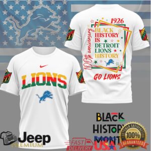 Detroit Lions Black History Month 100th Anniversary T Shirt Detroit Lions Black History Month 100th Anniversary T Shirt