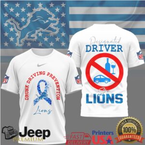 Detroit Lions Drunk Driving Prevention Awareness Designated Driver T Shirt