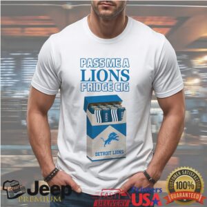 Detroit Lions Fridge Cig T Shirt Blue & Silver Parody Fan Apparel