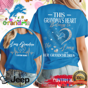 Detroit Lions Grandma Heart T Shirt Custom Name Football Fan Gift Detroit Lions Grandma Heart T Shirt Custom Name Football Fan Gift