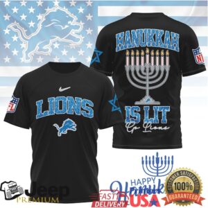 Detroit Lions Hanukkah Is Lit Men’s NFL Fan T Shirt Detroit Lions Hanukkah Is Lit Men’s NFL Fan T Shirt