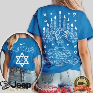 Detroit Lions Happy Hanukkah Women’s Star of David T Shirt Detroit Lions Happy Hanukkah Women’s Star of David T Shirt