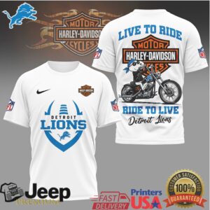 Detroit Lions Harley Davidson “Live to Ride” Custom NFL T Shirt Detroit Lions Harley Davidson “Live to Ride” Custom NFL T Shirt